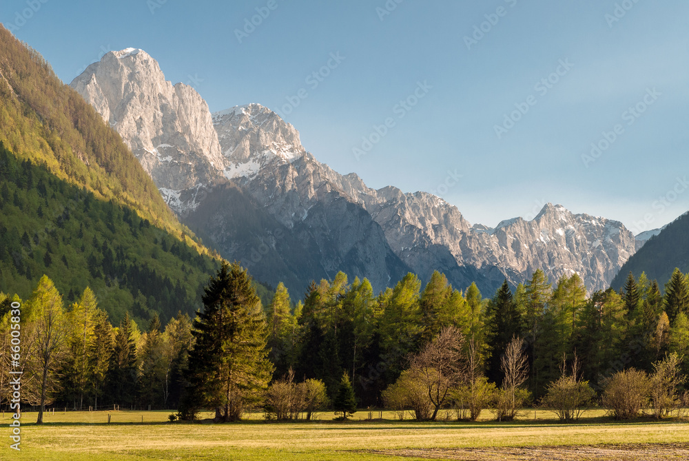 View of Slovenian Alps in spring