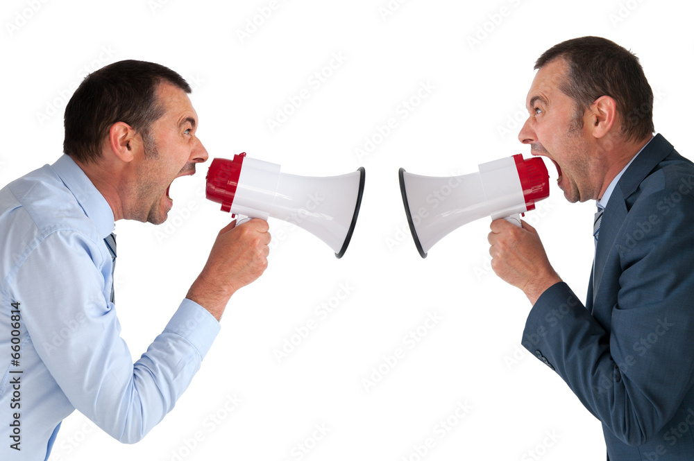 Εκτύπωση καμβά businessman yelling at himself