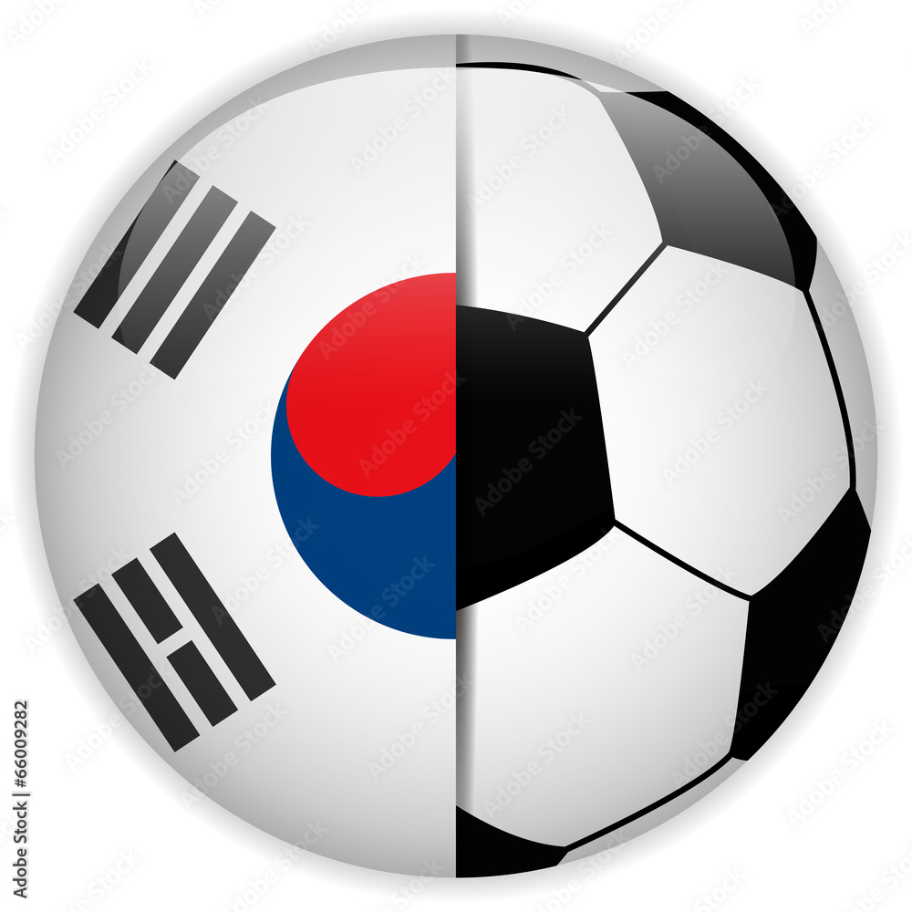 Obraz premium South Korea Flag with Soccer Ball Background