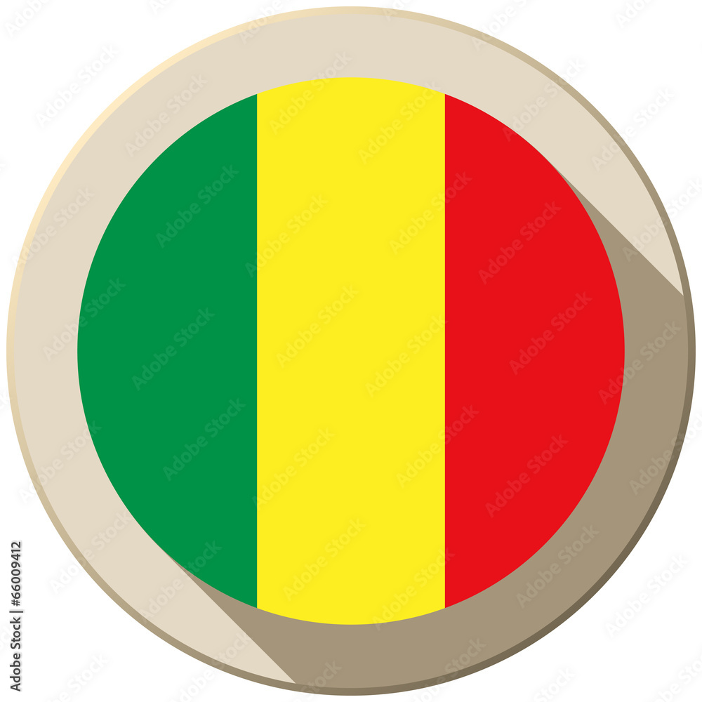 Mali Flag Button Icon Modern