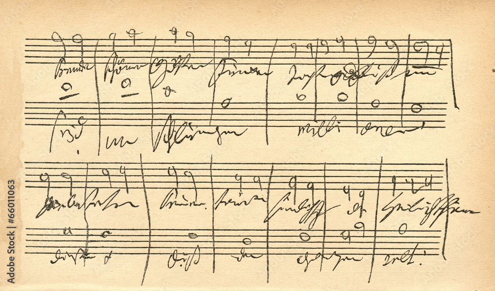 Beethovens autograph (IX symphony-Freude, schöner Götterfunken)