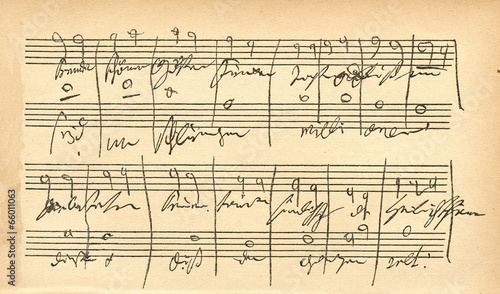 Beethovens autograph (IX symphony-Freude, schöner Götterfunken)