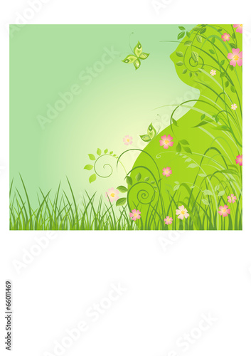 Spring card with pregnant woman profile