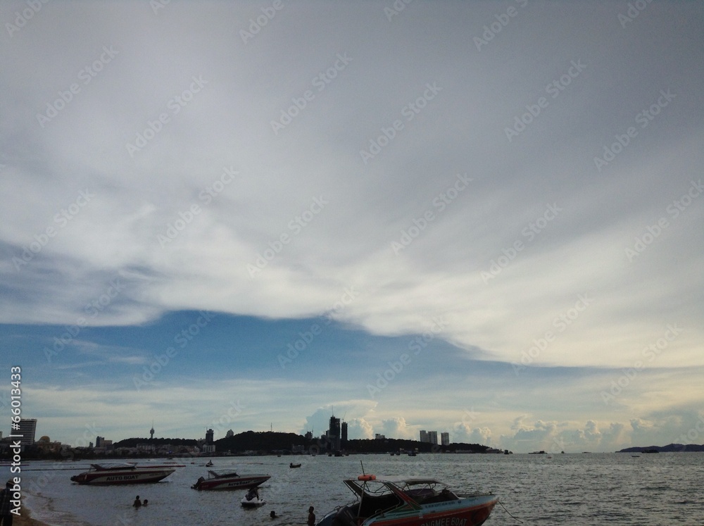 Big clouds on Pattaya beach