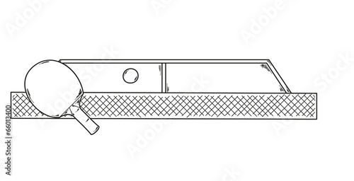 one ping pong racket and table