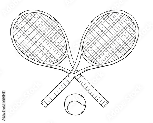 two tenis rackets and ball