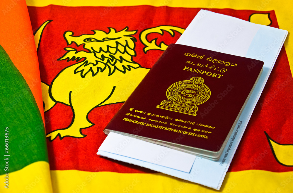 Sri Lankan Passport With Sri Lankan National Flag Stock Photo Adobe Stock