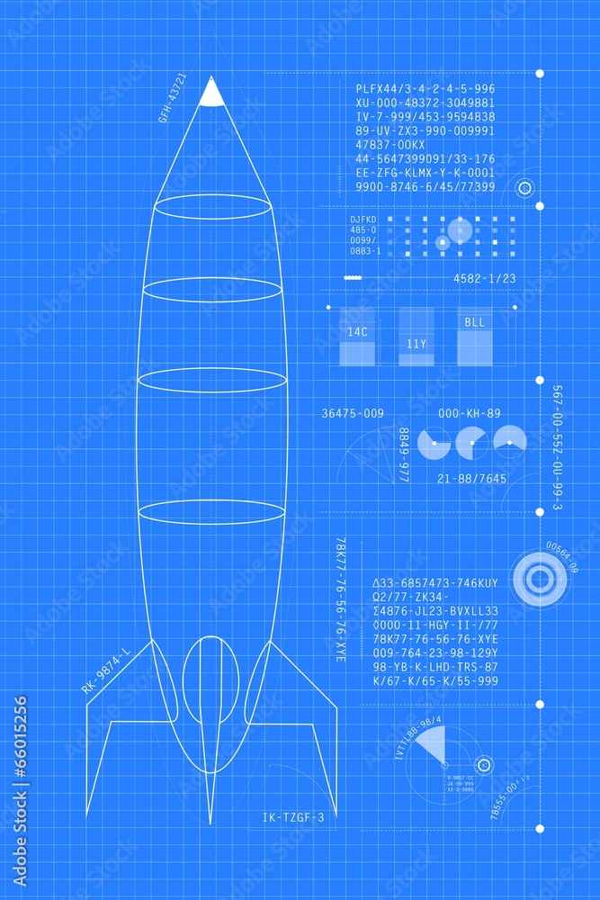 Obraz premium Blueprint Rocket (vertical)