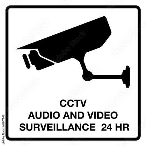 CCTV audio and video surveillance 24 hours, sign, vector