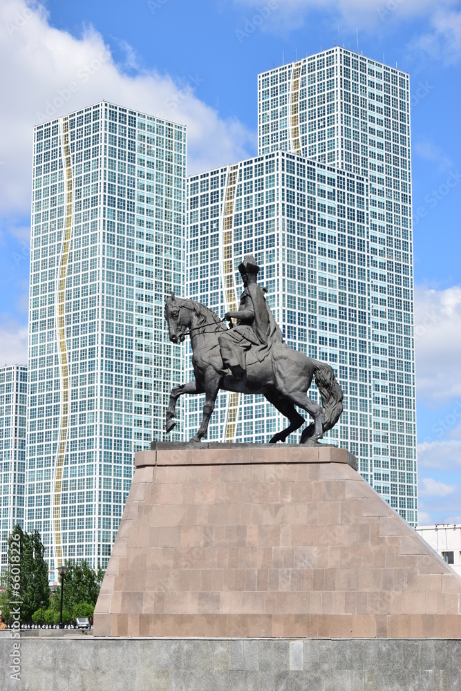 Naklejka premium Monument to KENESARY KHAN in Astana / Kazakhstan