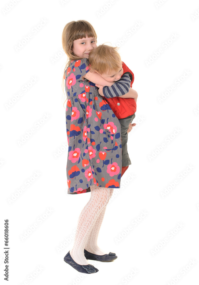 Sister hugging brother