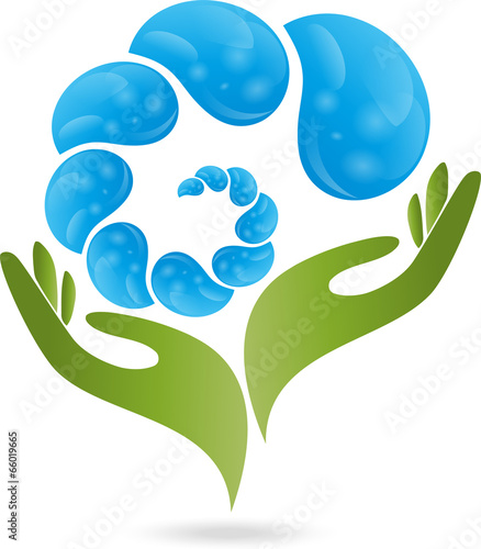 Logo, Hand, Tropfen, Wasser
