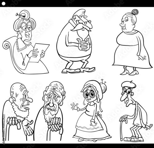 seniors set cartoon coloring book