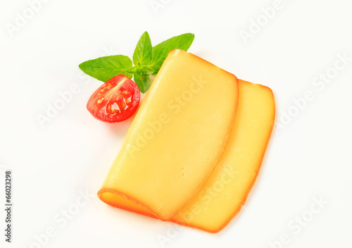 Slice of smoked cheese