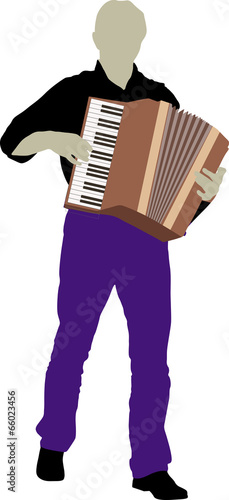 silhouette of bandsman with accordion