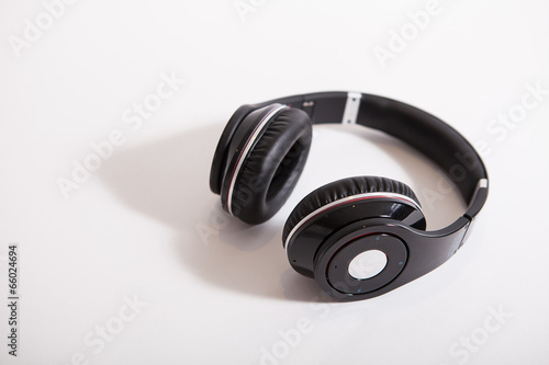 black noise cancellation headphones on white background