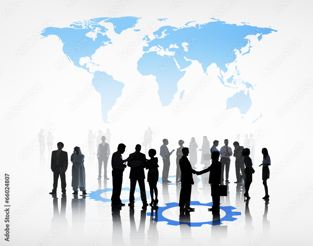 Group Of Business People Standing Beneath The World Group Of Business People Standing Beneath The World