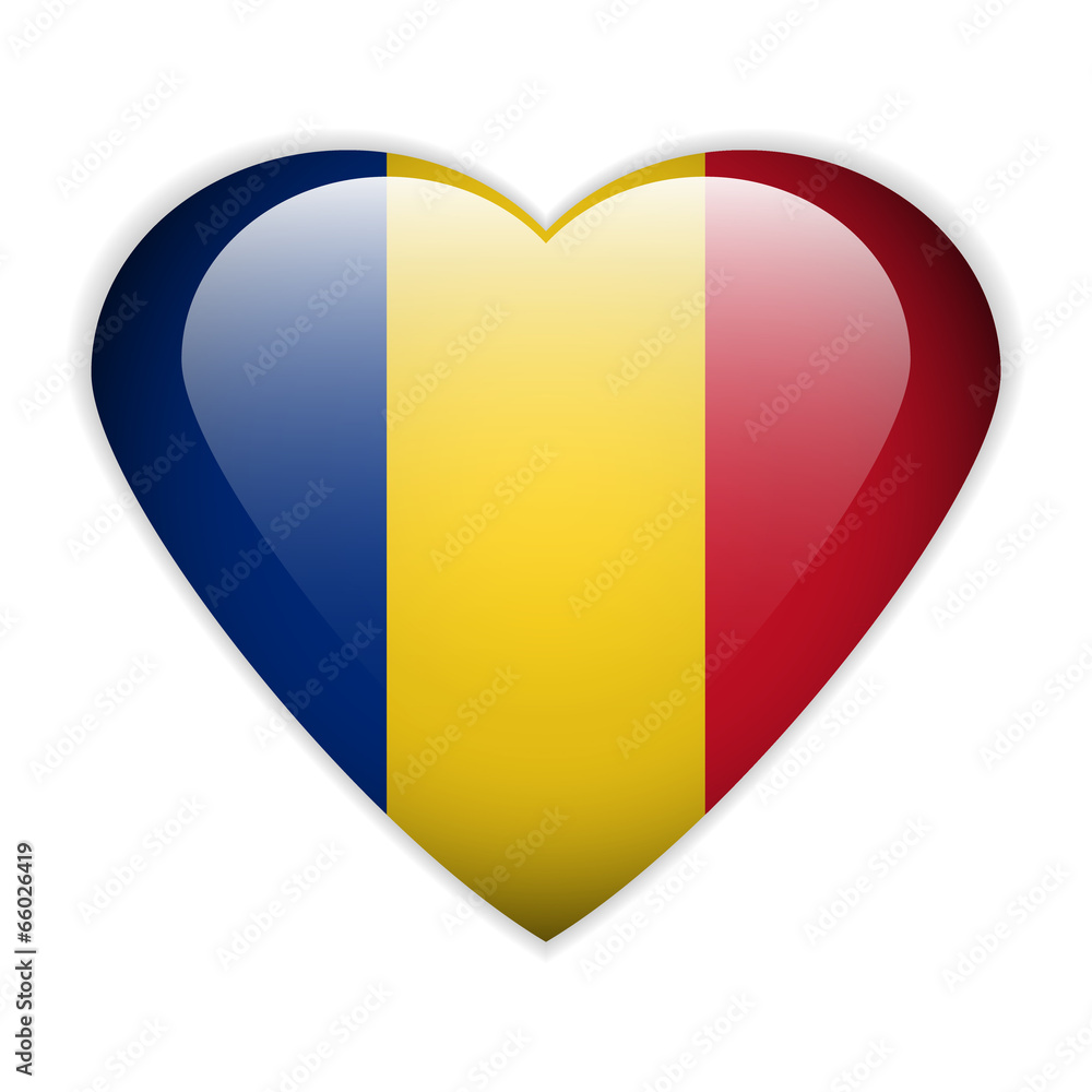 Fototapeta premium Romania flag button.