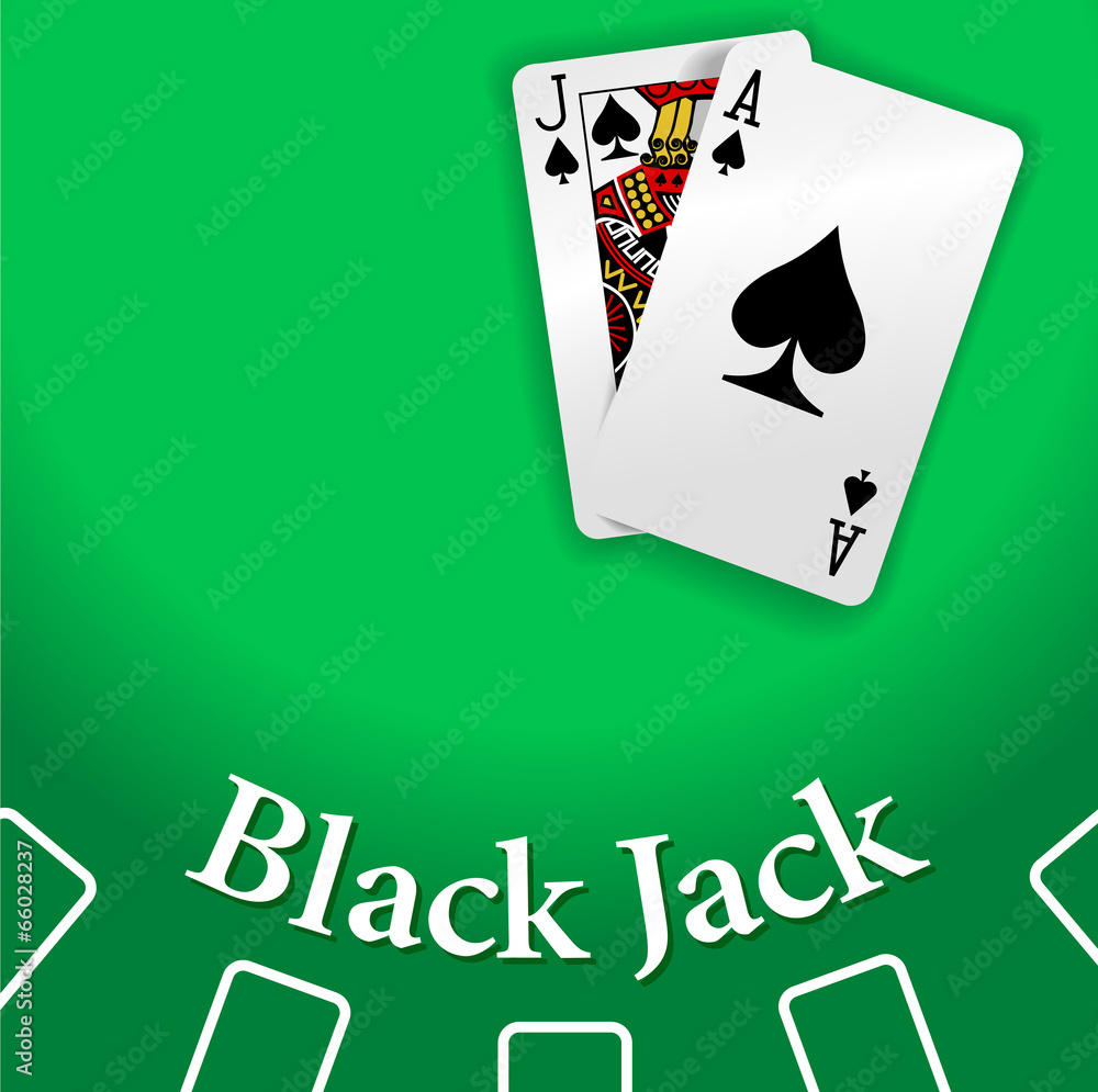 Naklejka premium Casino BlackJack Table playing cards