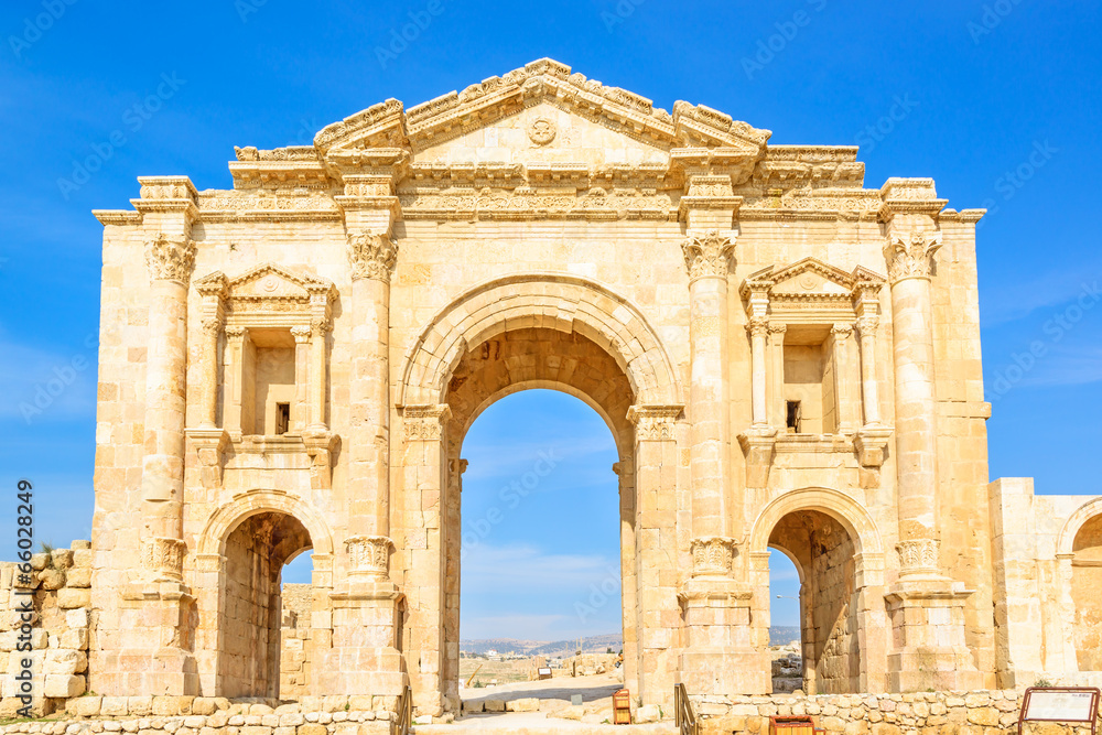 The Arch of Hadrian in the ancient Jordanian city of Gerasa