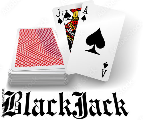 Casino black jack playing card deck