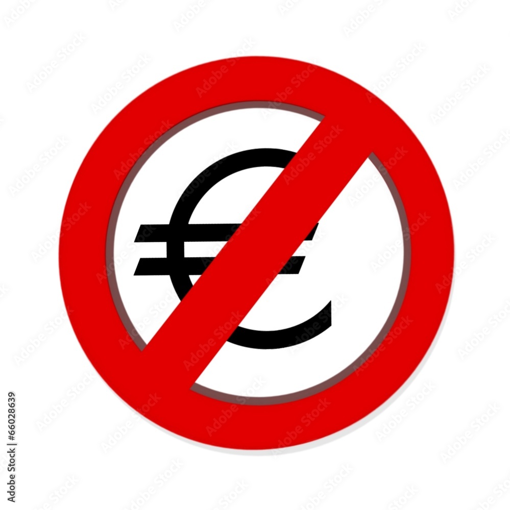 Prohibition euro sign on white background Prohibition euro sign on white background
