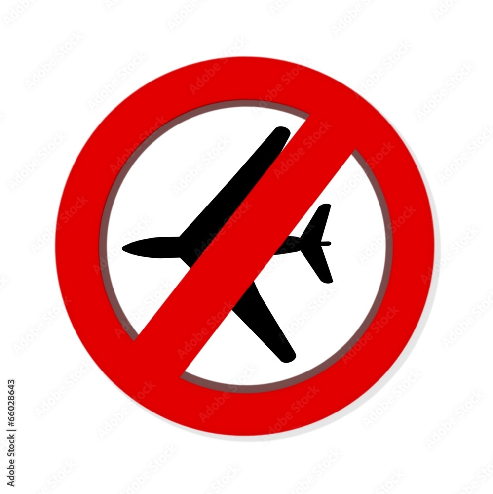 Red prohibition NO FLYING sign on white background Red prohibition NO FLYING sign on white background