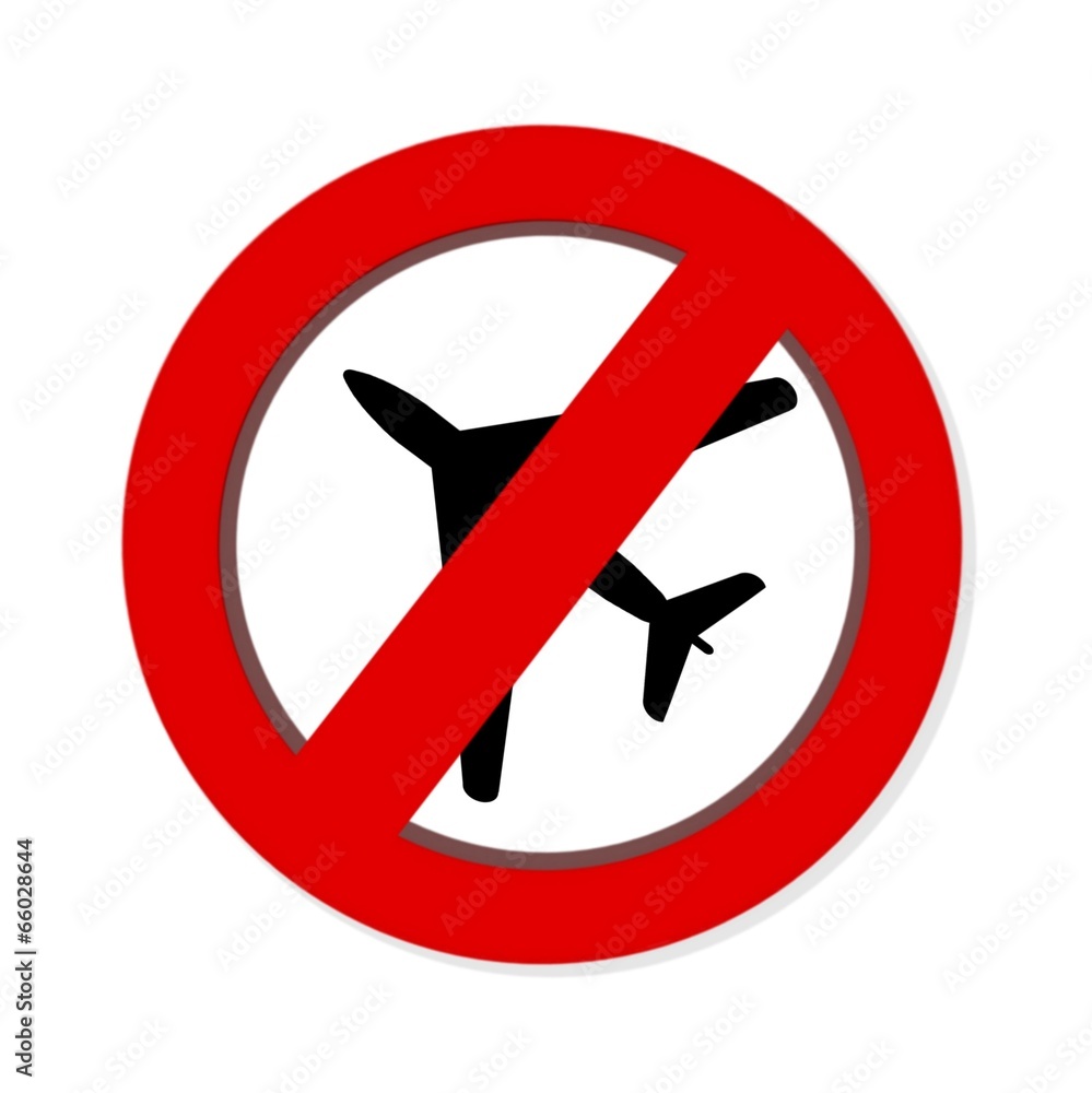 Red prohibition NO FLYING sign on white background Red prohibition NO FLYING sign on white background