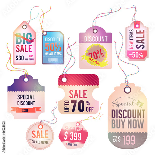 Modern glossy lady tag and labels design with sample text (vecto