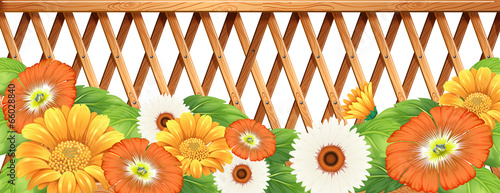 A fence with flowers