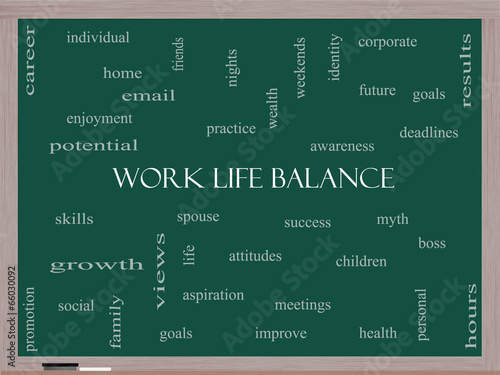 Work Life Balance Word Cloud Concept on a Blackboard