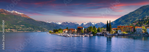 Panorama of the city Bellano, lake Lecco photo