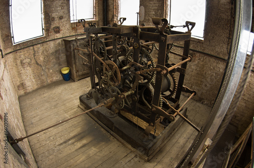 Medieval clockwork in a clock tower at Lucca, Tuscany