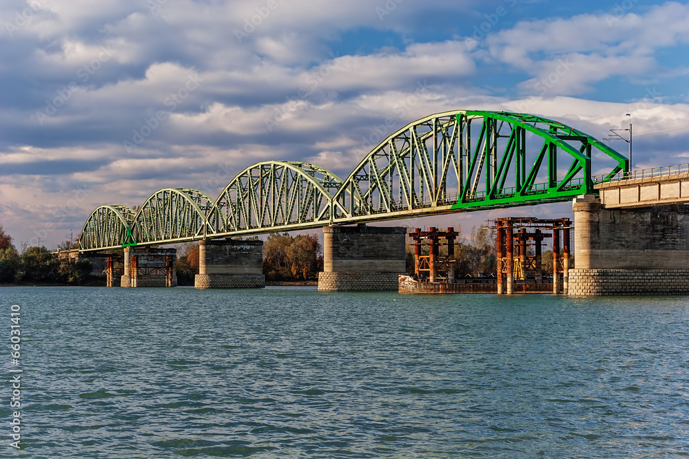 Fototapeta premium steel bridge across river