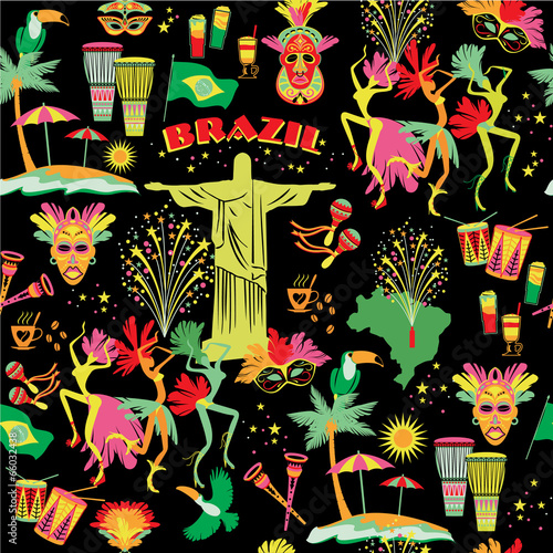 Brazilian Carnival. Seamless pattern