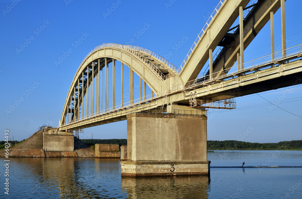 Naklejka premium a big bridge through the river