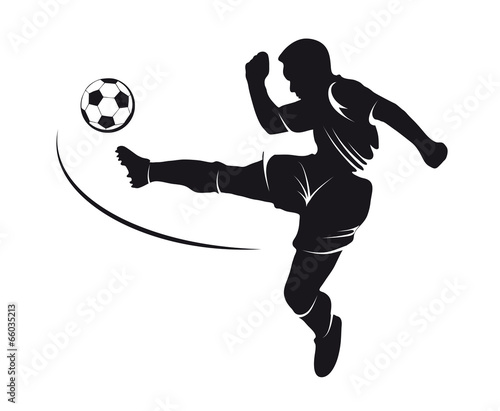silhouette of a footballer beating on a ball