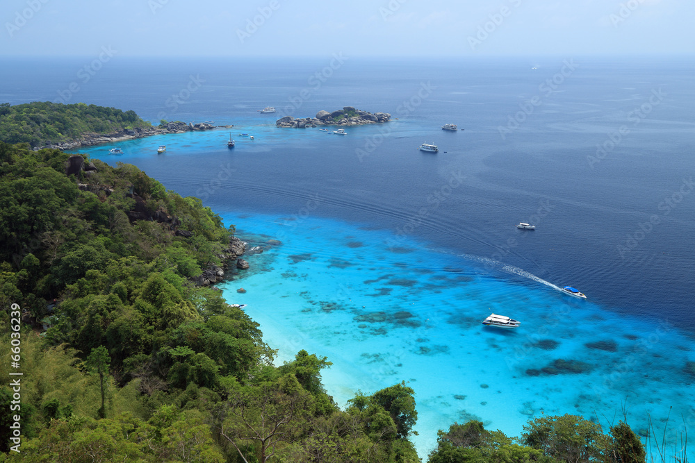 Wide angle view of Similan Islands