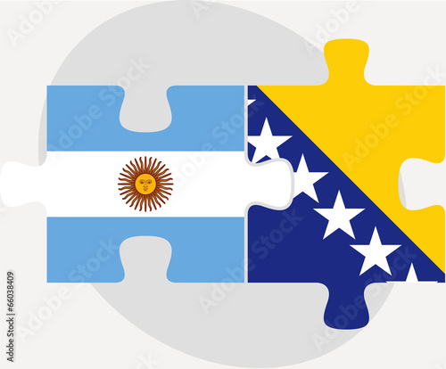 Argentinian and Bosnia Herzegovinan Flags in puzzle