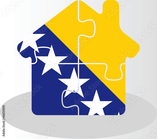 house home icon with Bosnia Herzegovinan flag in puzzle