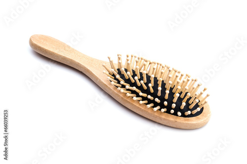 Wood comb isolated white background