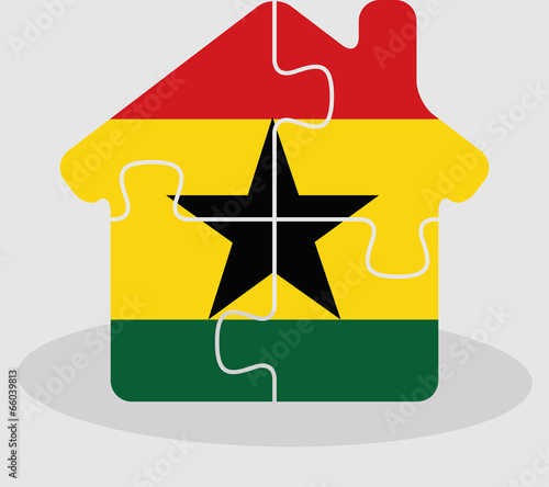 house home icon with Ghanaian flag in puzzle isolated on white b