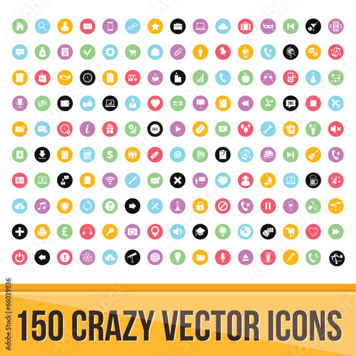 Set of 150 Colorful Icons for Mobile and Web
