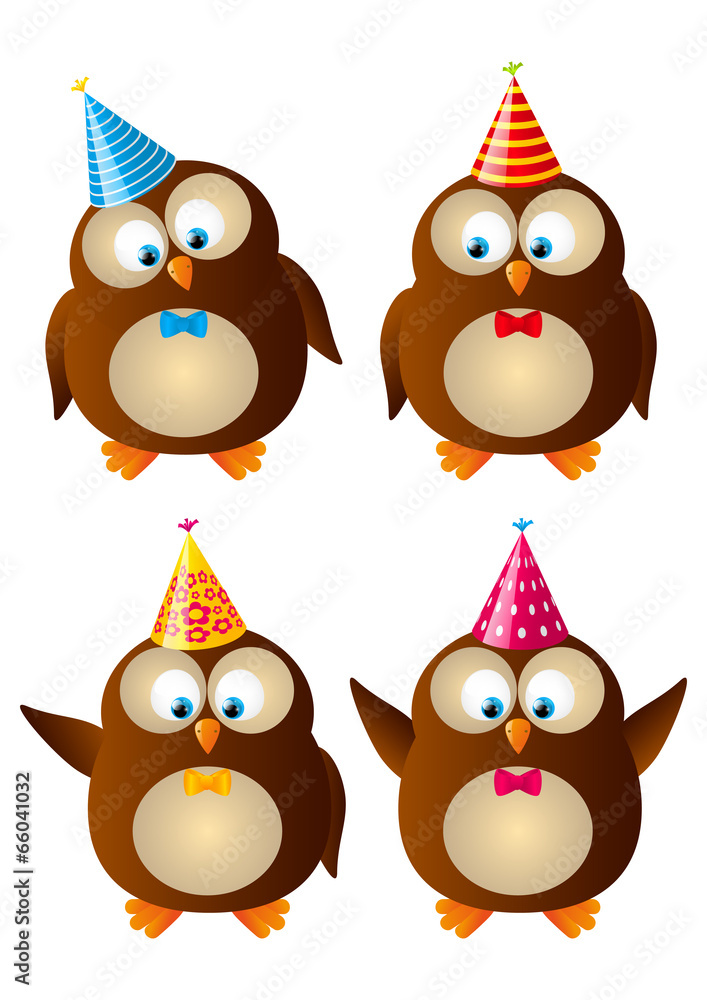 Set of cute Birthday owls