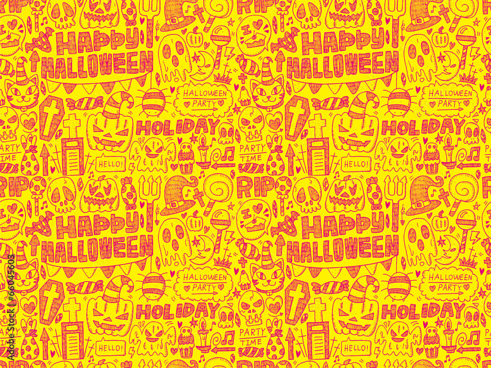 seamless doodle halloween holiday background