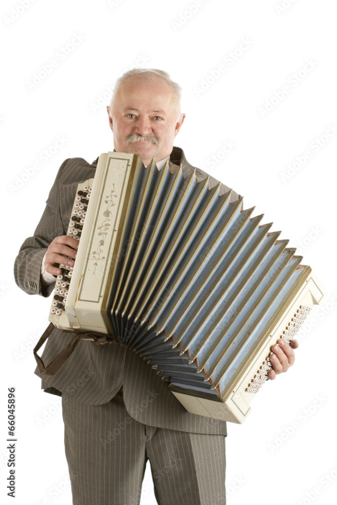 Obraz premium Old harmonica player