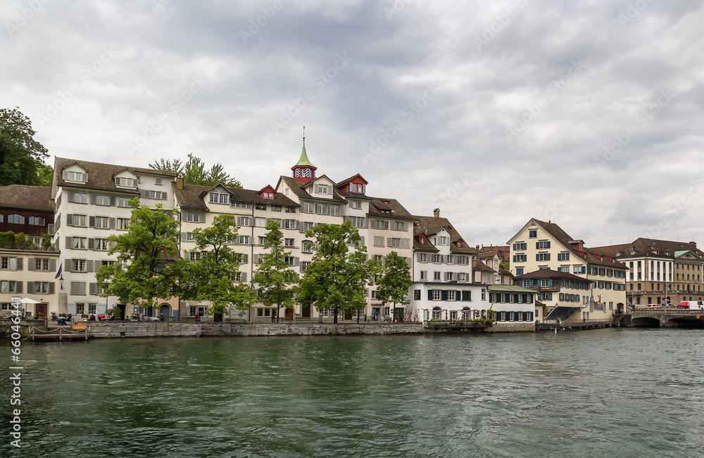 embankment of Limmat river, Zurich