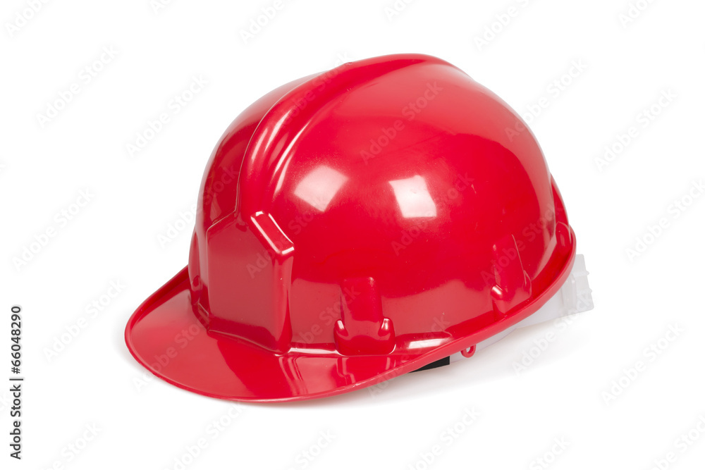Fototapeta premium Red hard hat isolated on white with clipping path.