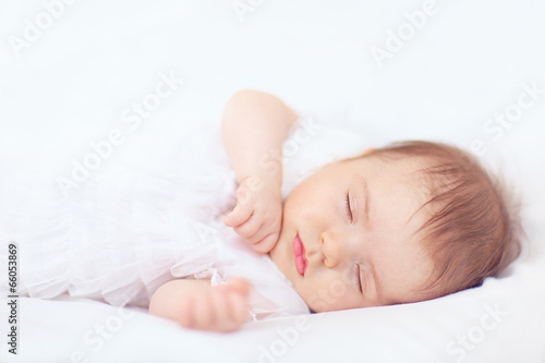 beautiful baby girl sleeping, two months old