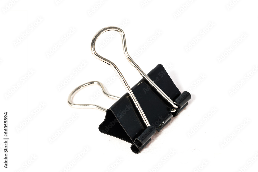 Black paperclip in white background Black paperclip in white background